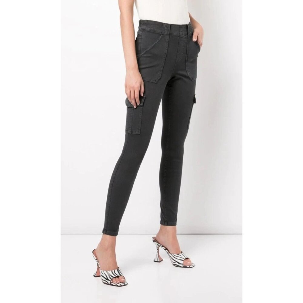 NEW Spanx Stretch Twill Ankle Cargo Pants 20311R Washed Black Medium (RUNS SMALL